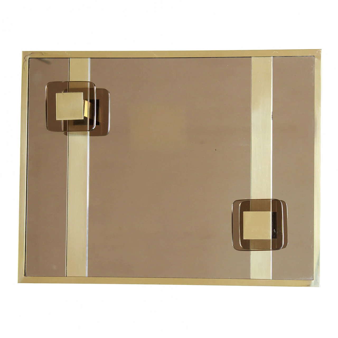 Appendiabiti vintage in ottone e vetro specchiato, anni '70 1200171