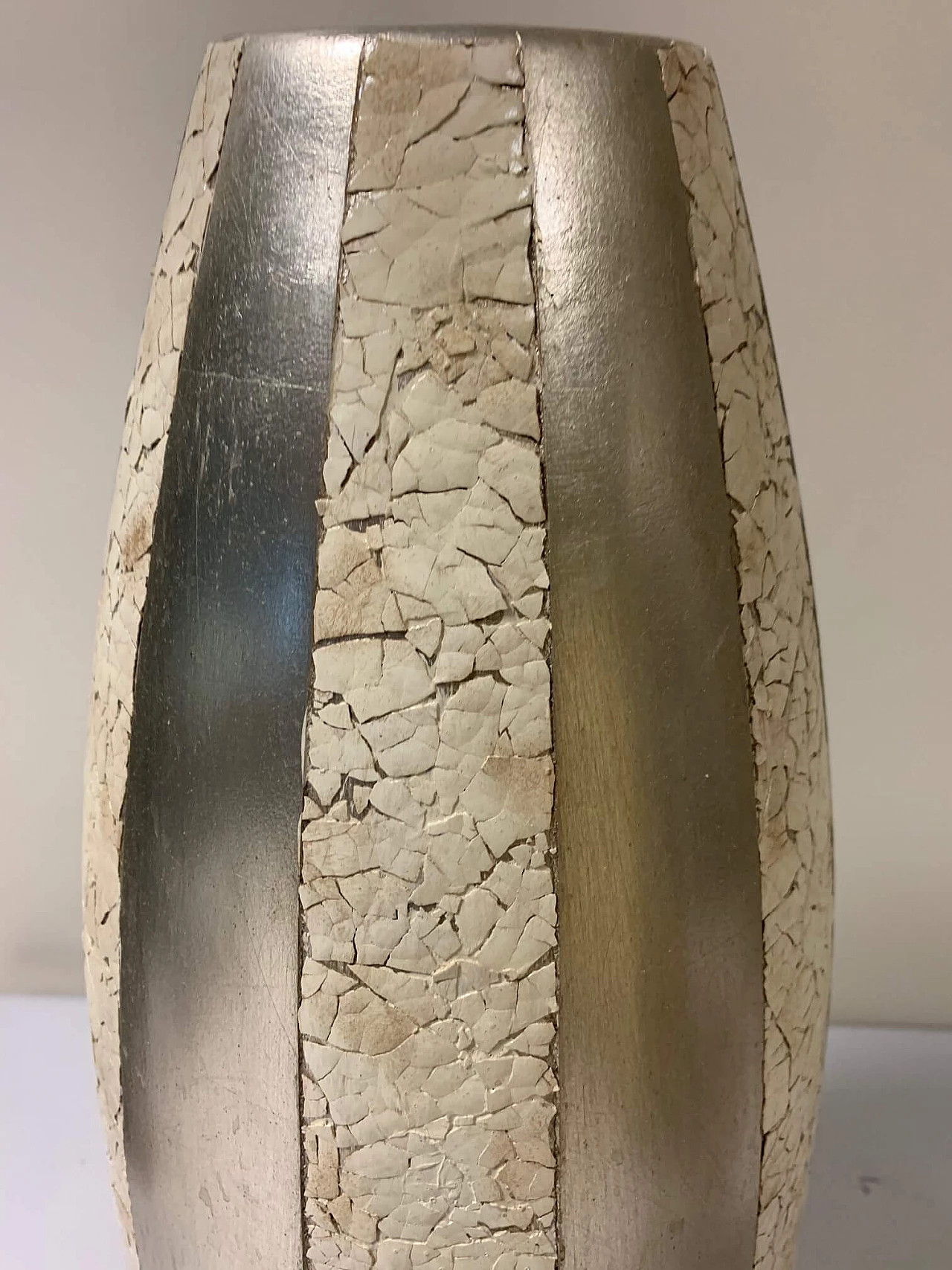 Grande vaso con inserti in guscio d'uovo naturale e foglia d'argento, anni '50 1200500