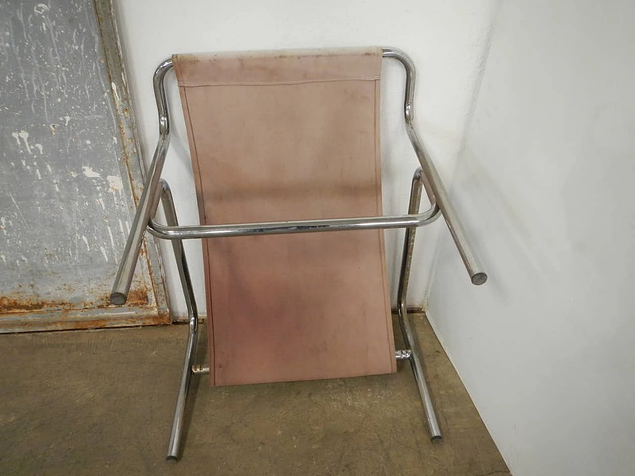 Chromed metal and fabric armchair, 50s 1200547