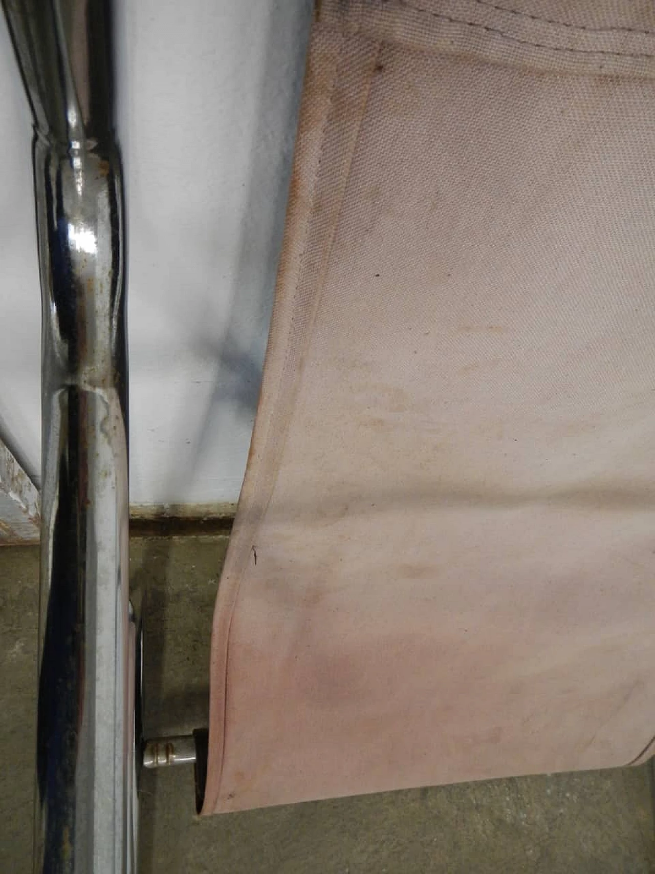 Poltrona in metallo tubolare e tessuto, anni '50 1200549