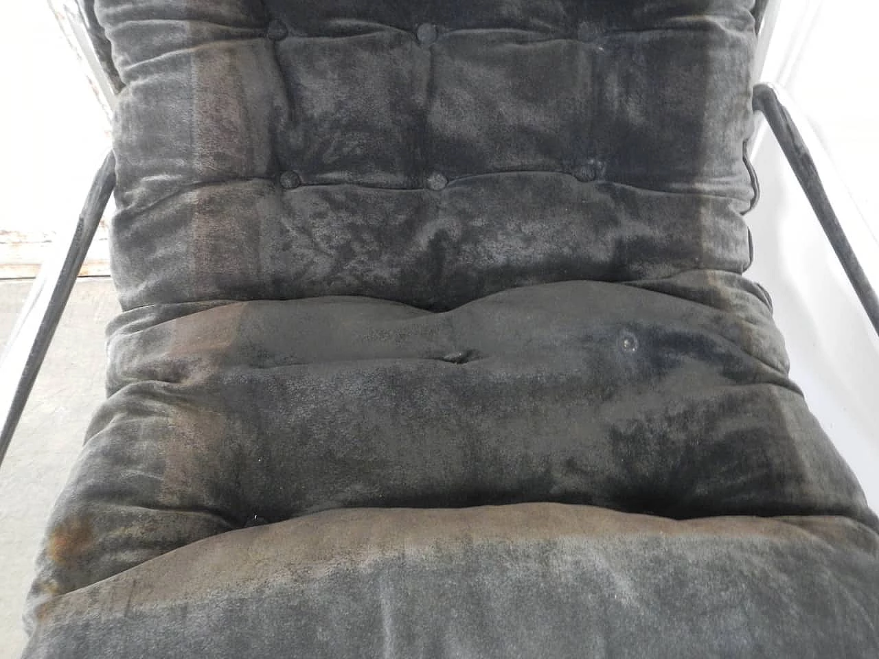 Poltrona in metallo tubolare e tessuto, anni '50 1200550