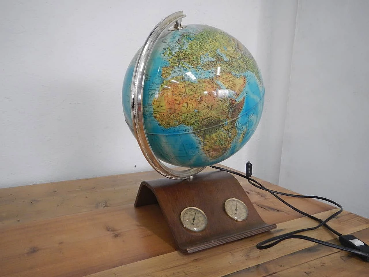 Globe with barometer and light by Ricoglobus, 70s 1200599