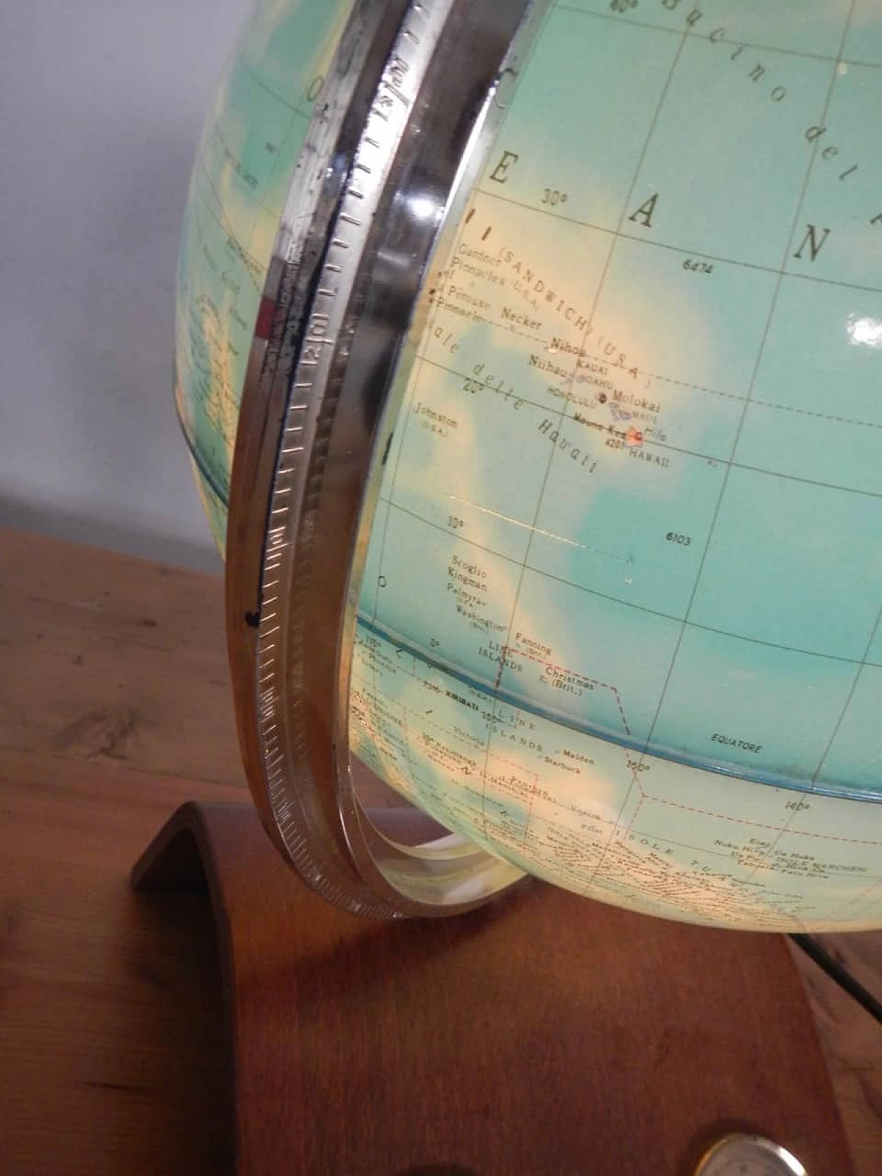 Globe with barometer and light by Ricoglobus, 70s 1200609