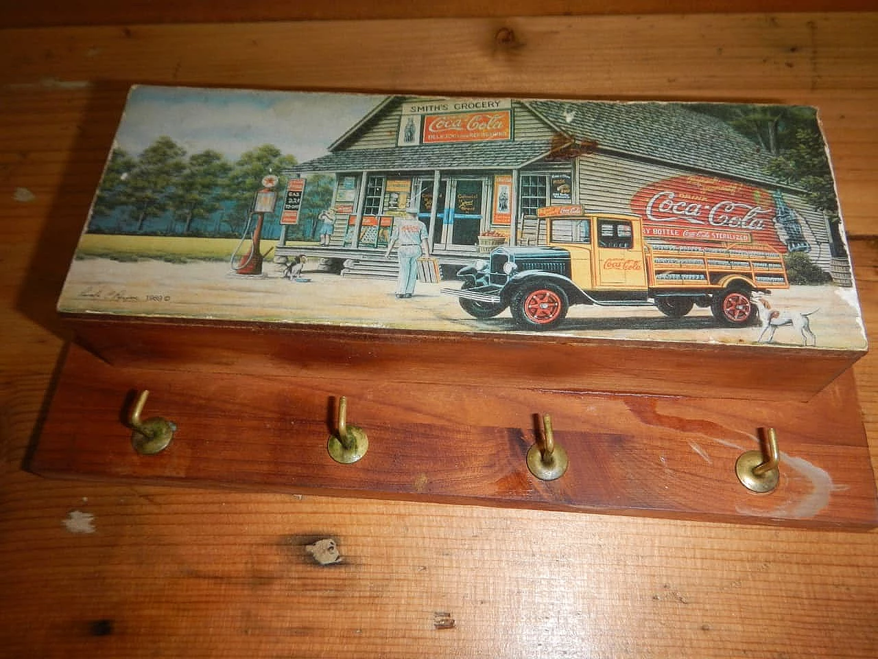 Coca Cola wooden key holder, 70s 1200776