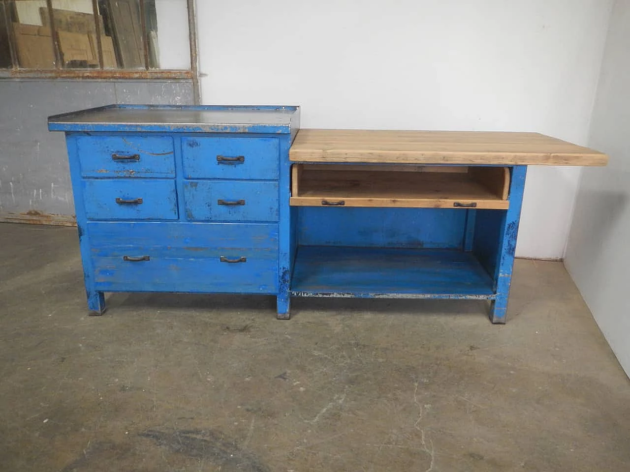 Industrial bench with drawers, 70s 1200897