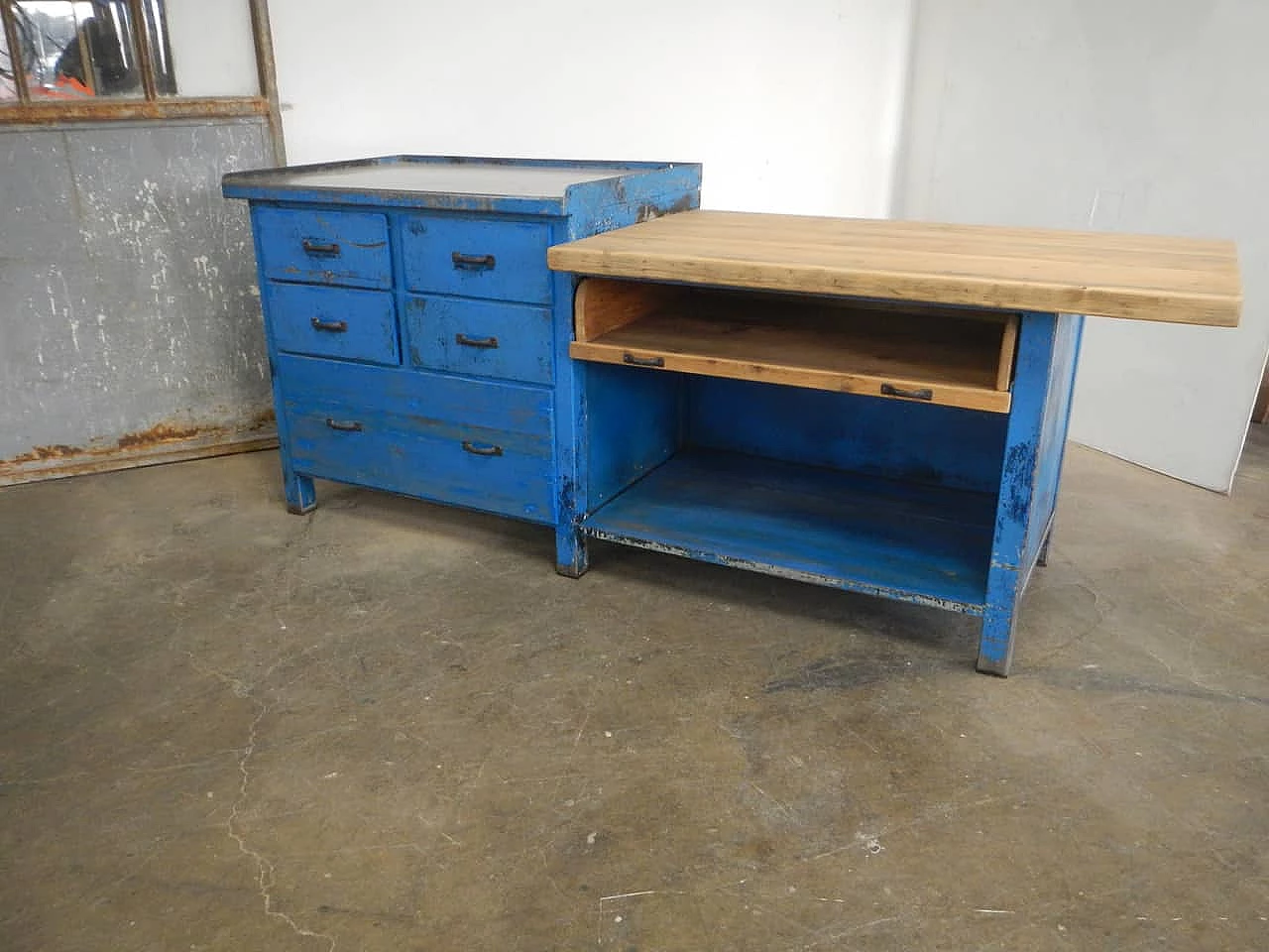 Industrial bench with drawers, 70s 1200899
