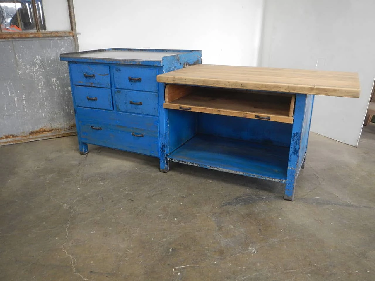 Industrial bench with drawers, 70s 1200900