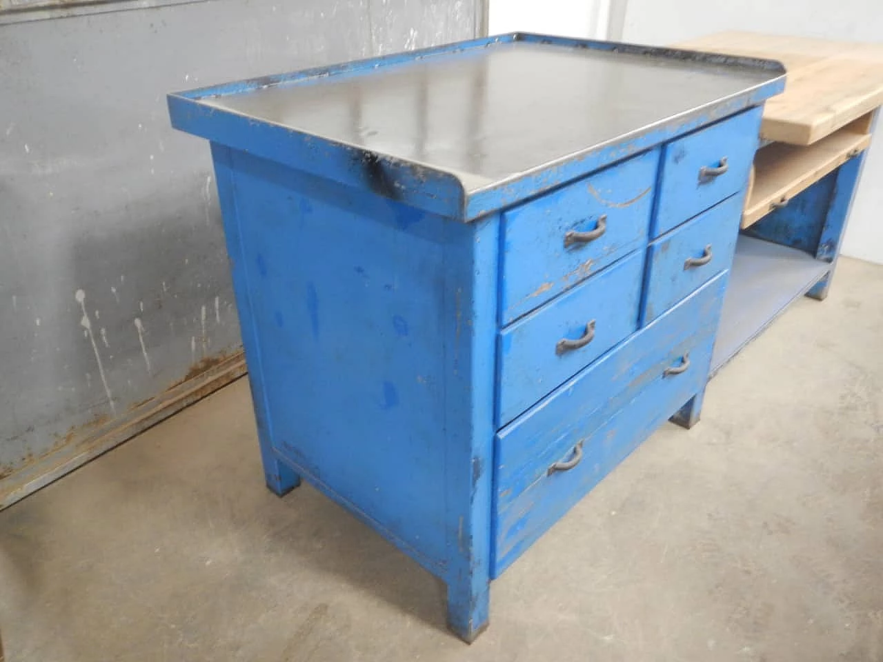 Industrial bench with drawers, 70s 1200902