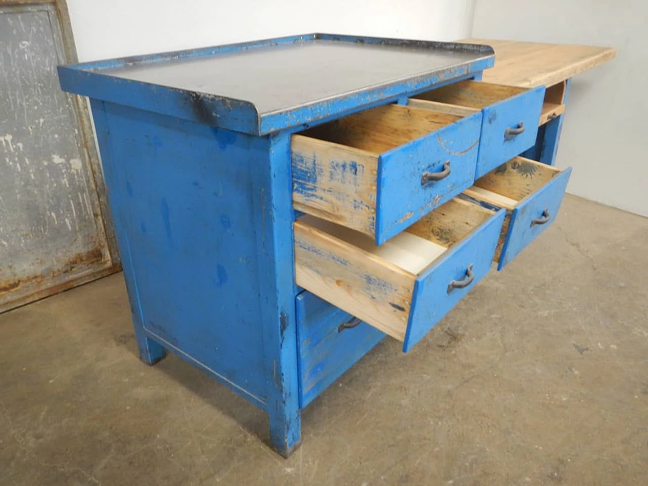 Industrial bench with drawers, 70s 1200903
