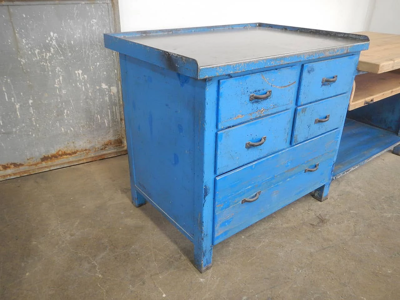 Industrial bench with drawers, 70s 1200904