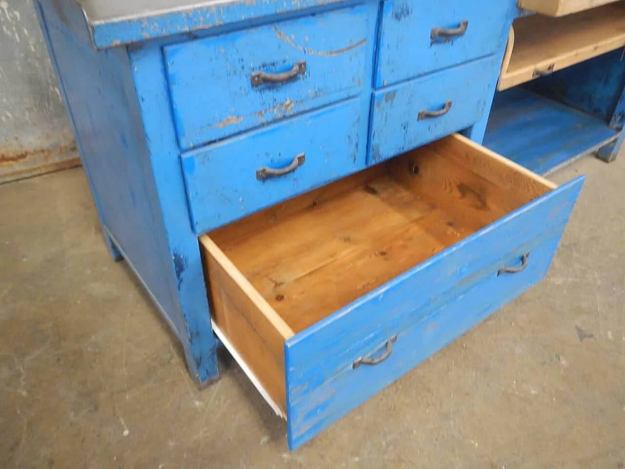Industrial bench with drawers, 70s 1200913