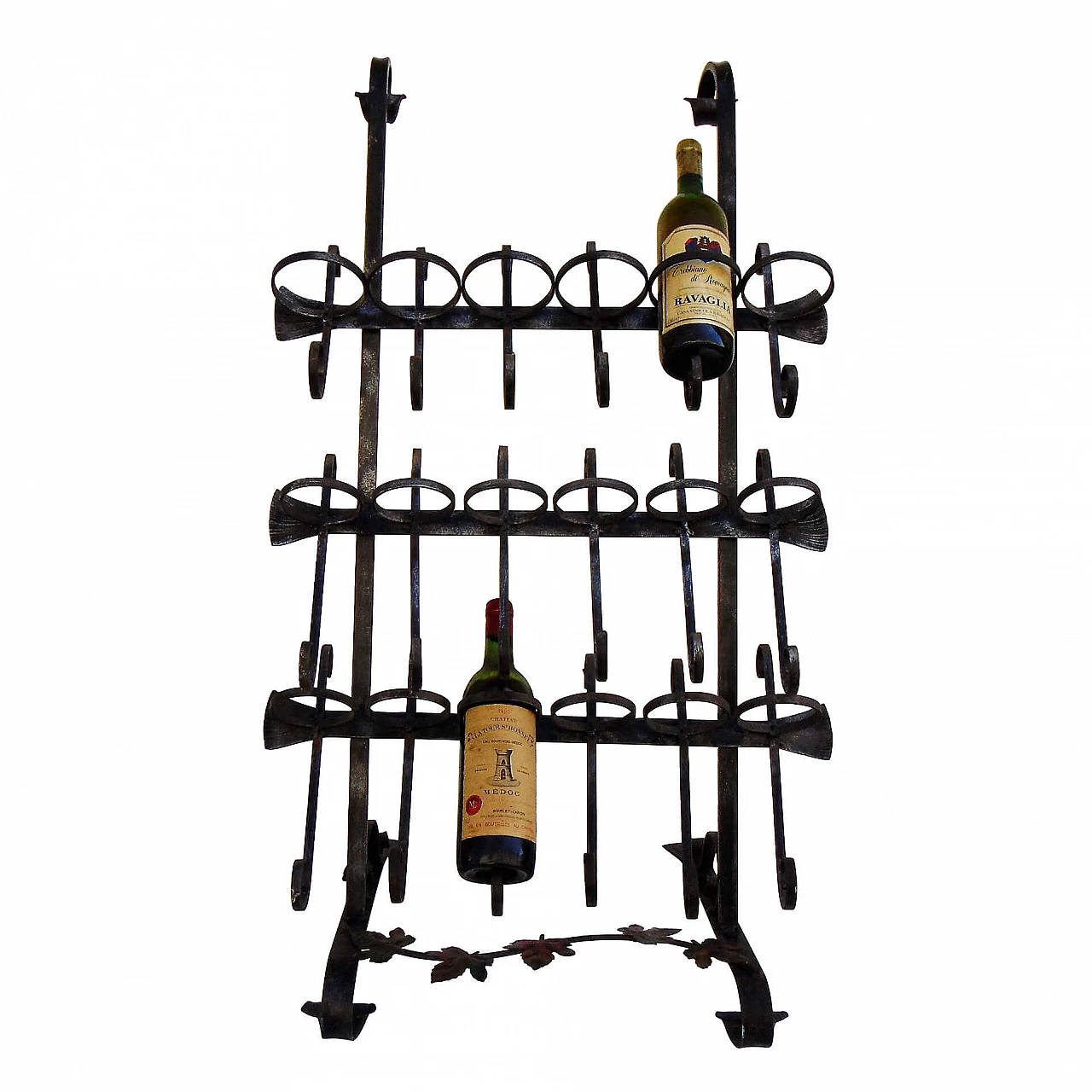 Portabottiglie in ferro battuto, anni '50 1200962
