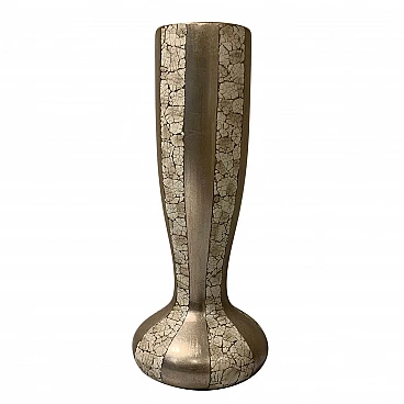 Vase with inserts in natural eggshell and silver leaf, 50s