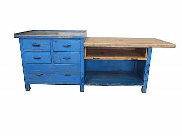 Industrial bench with drawers, 70s