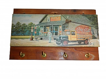 Coca Cola wooden key holder, 70s