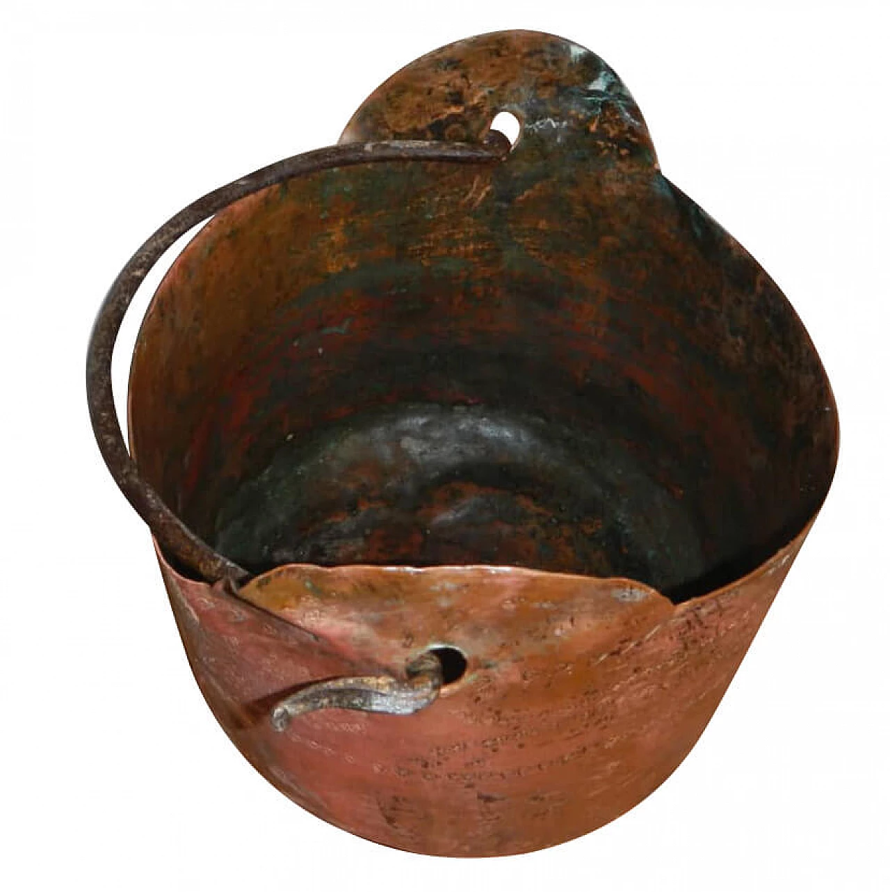 Flower vase with handle in embossed copper, 20s 1201052