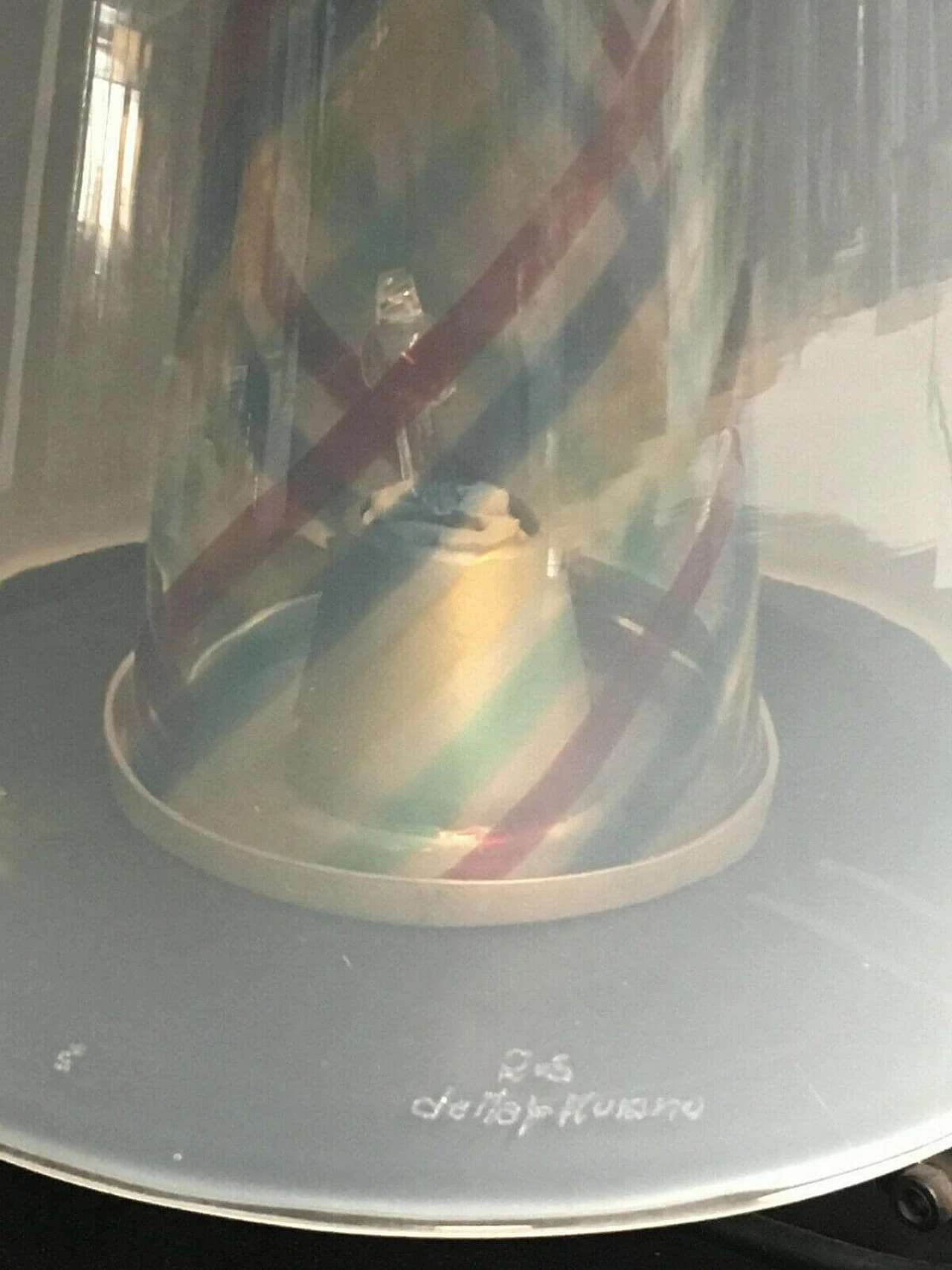 Lampada da tavolo in vetro e ferro di De Maio, anni '80 1201058