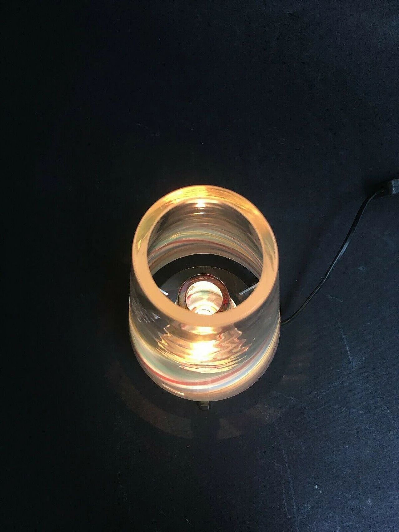 Lampada da tavolo in vetro e ferro di De Maio, anni '80 1201059