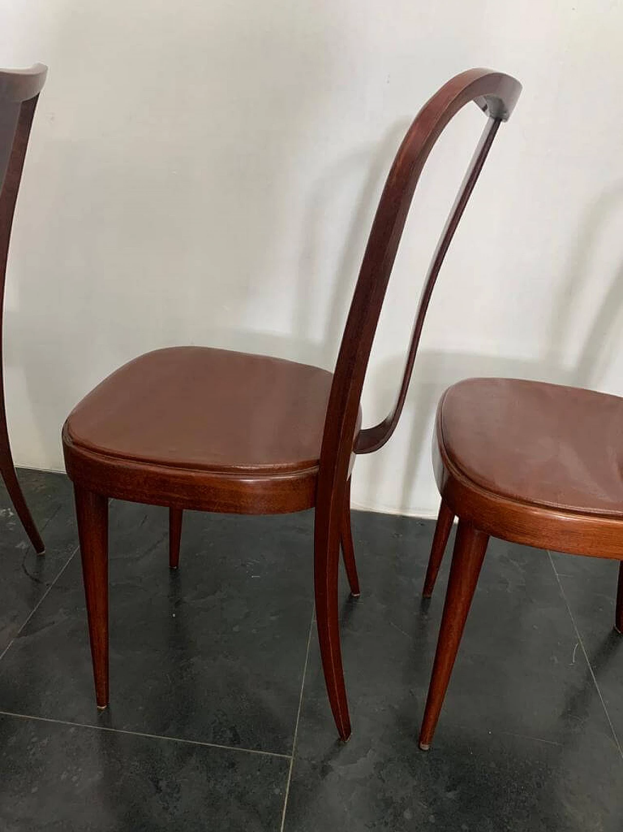 6 Dining chairs with leatherette seat by Pirelli Sapsa, 1950s 1201313