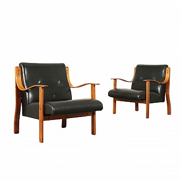 Pair of beechwood armchairs by Mario Bellini for La Rinascente, 60s