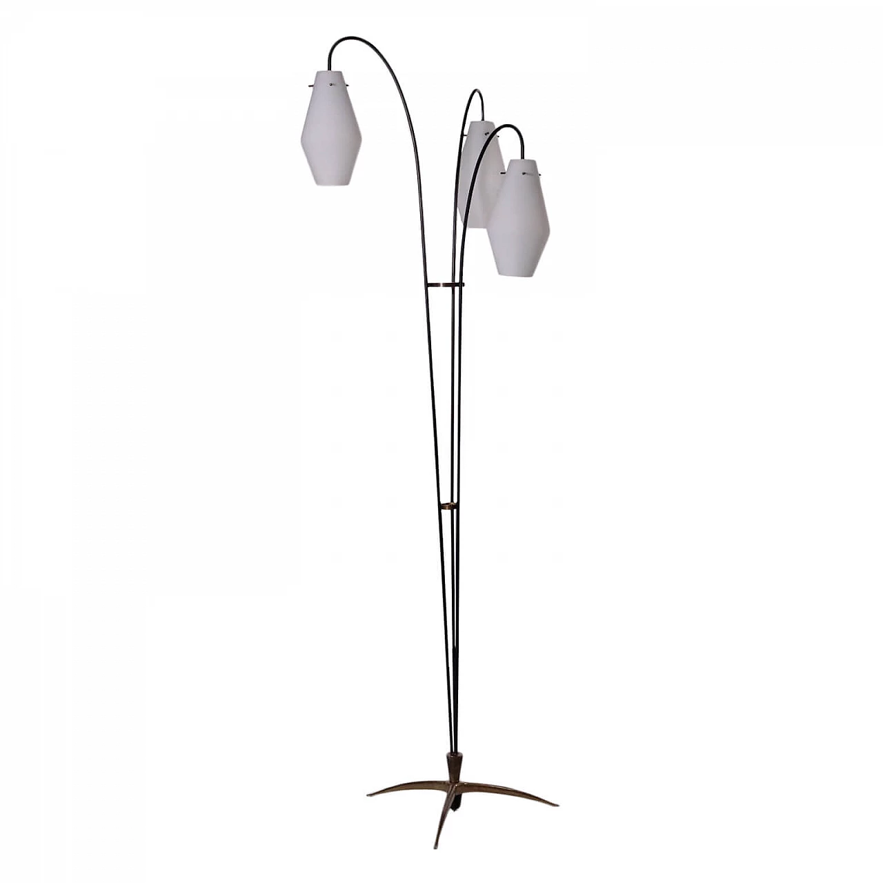 Floor lamp in brass and opaline glass, 60s 1201455