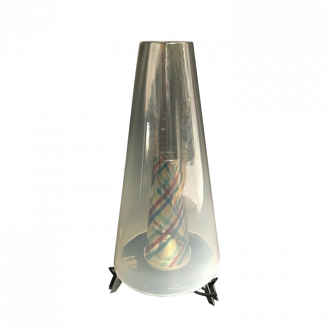 Lampada da tavolo in vetro e ferro di De Maio, anni '80 1201514