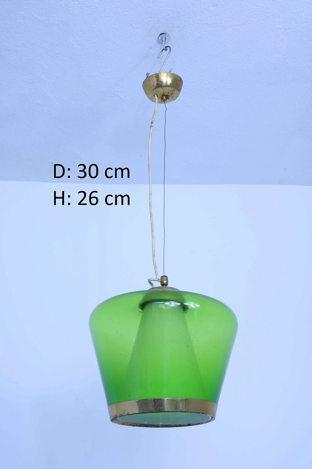 Green glass chandelier, 1950s 1201792