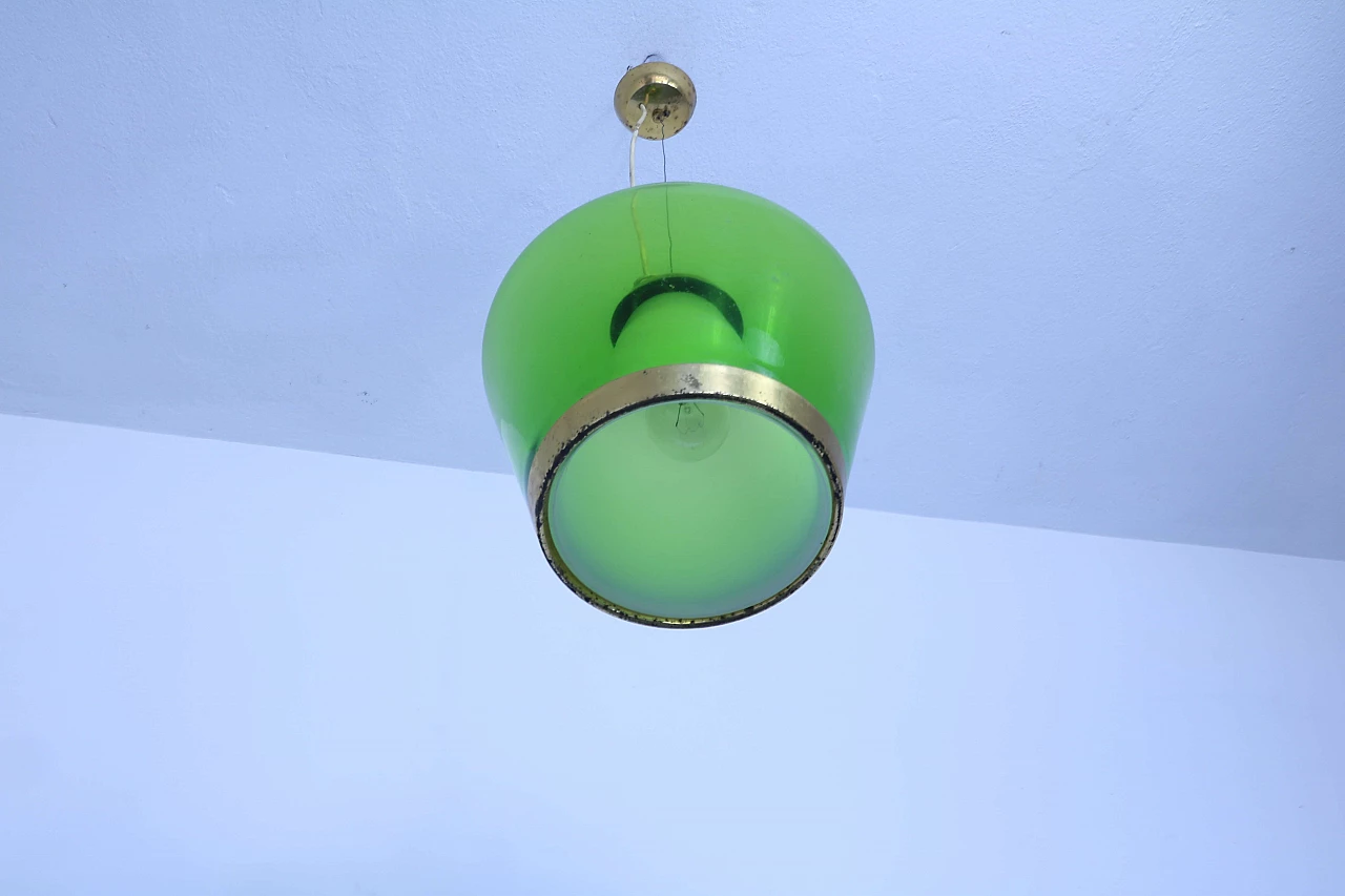 Green glass chandelier, 1950s 1201795
