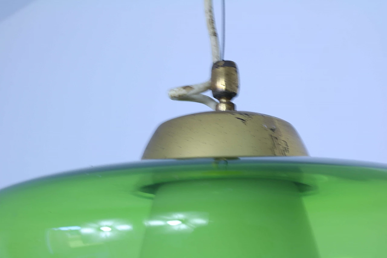 Green glass chandelier, 1950s 1201796