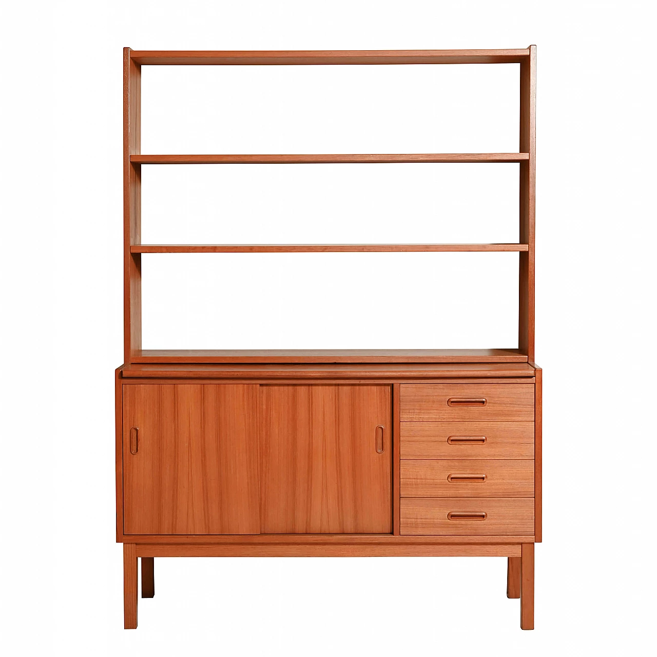 Libreria svedese in teak con scrivania estraibile, anni '50 1201797