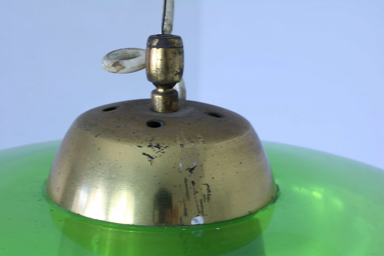 Lampadario in vetro verde, anni '50 1201798