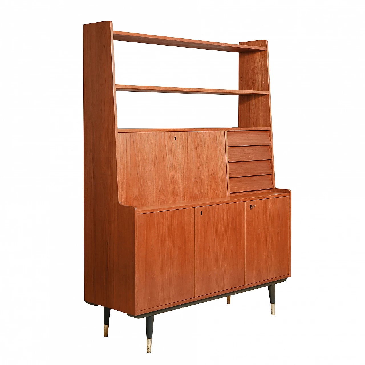 Credenza svedese in teak con ribalta scrivania, anni ’60 1201838