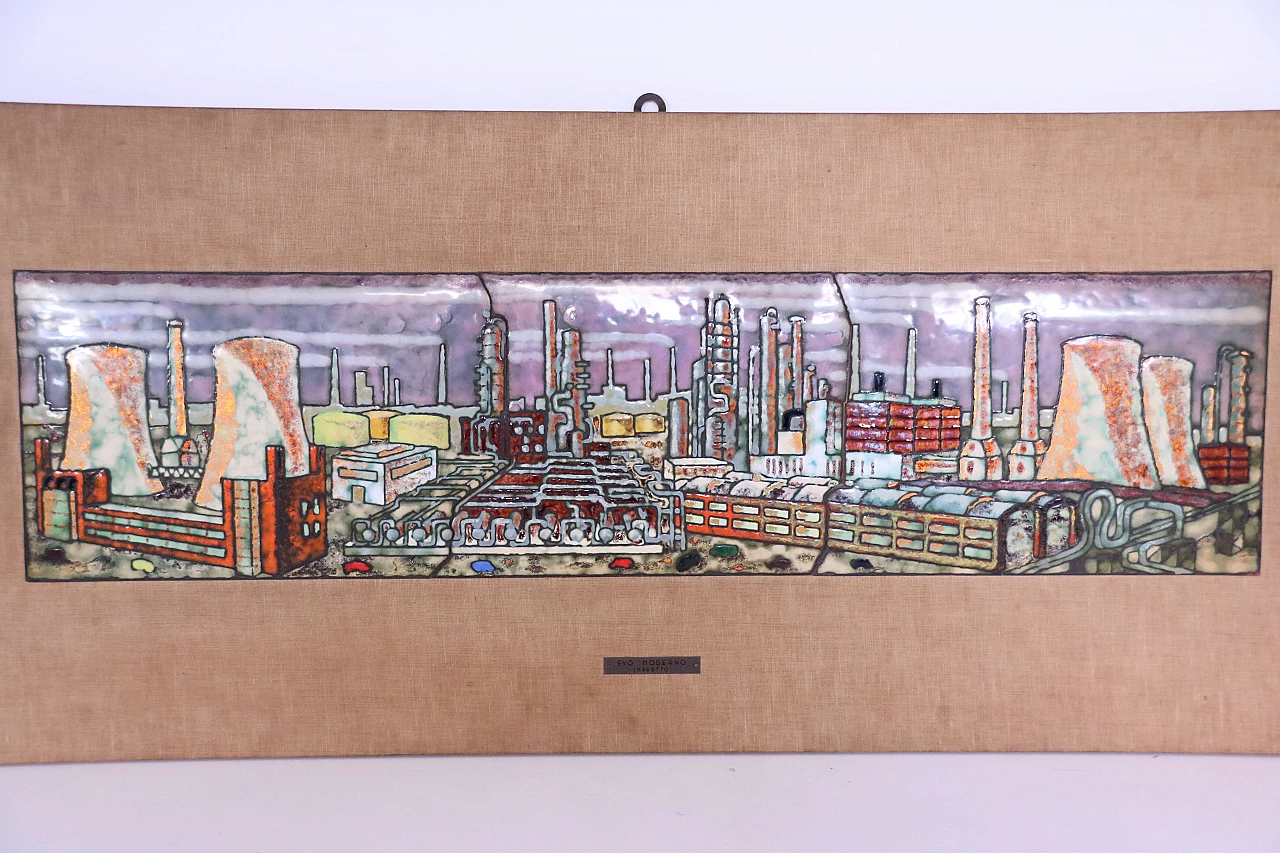 Coppia di quadri in rame smaltato, anni '40 1202137