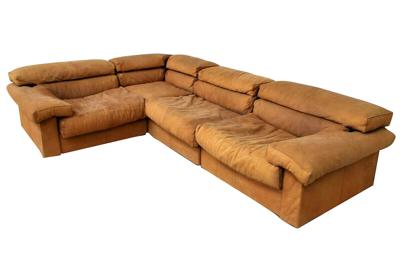 Erasmo leather corner sofa by Afra and Tobia Scarpa for B&B Italia, 70s 1202244