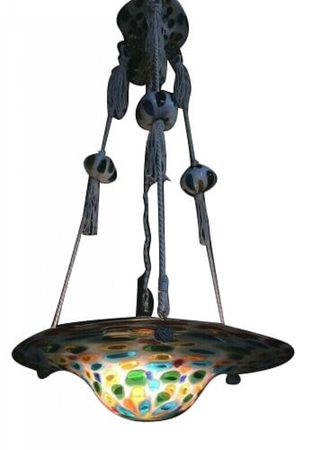 Lampadario con murrine in vetro di Murano di Avem, anni '40 1202451