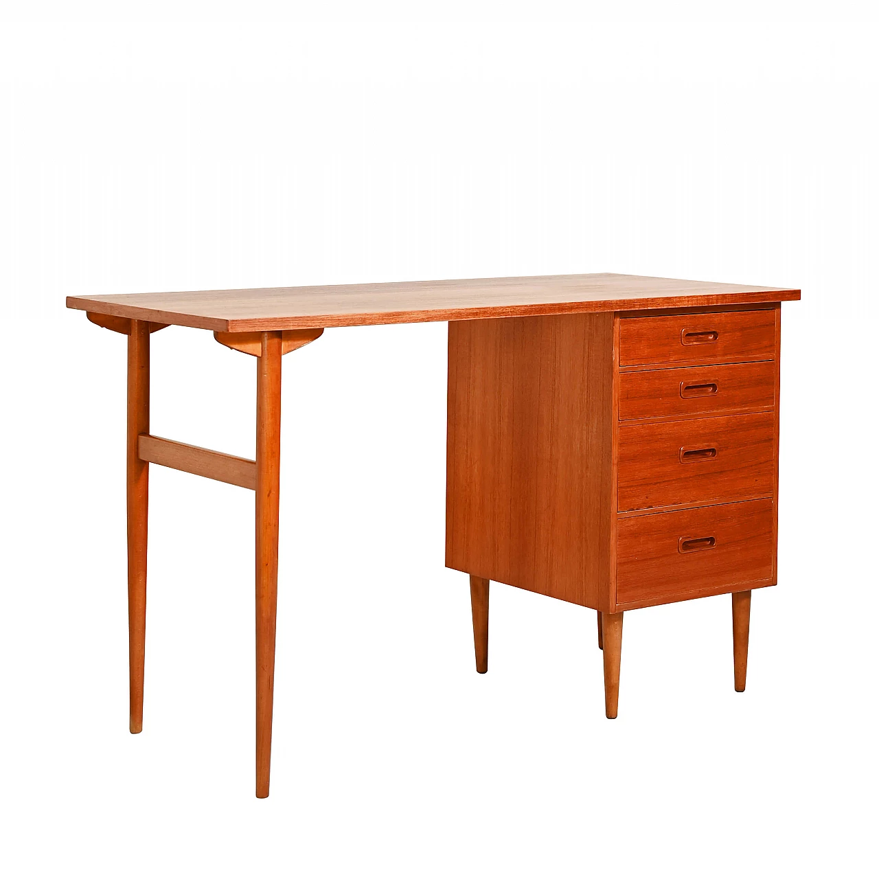 Scrivania scandinava in teak con cassetti, anni '50 1202506