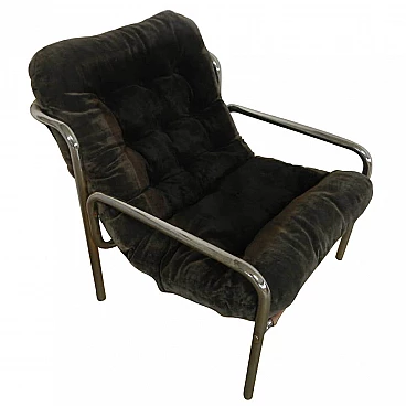 Chromed metal and fabric armchair, 50s