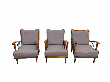 3 Armchairs in maple by Paolo Buffa, 1950s