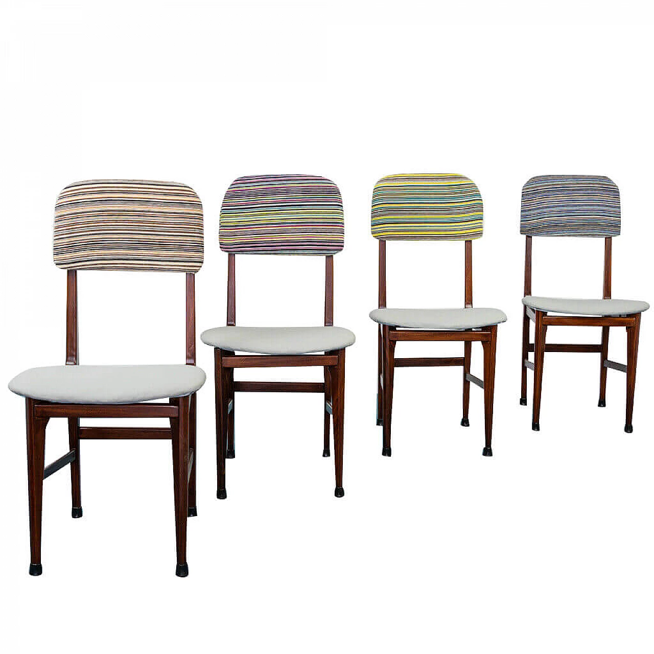 4 Scandinavian chairs with velvet seat, 60s 1202623