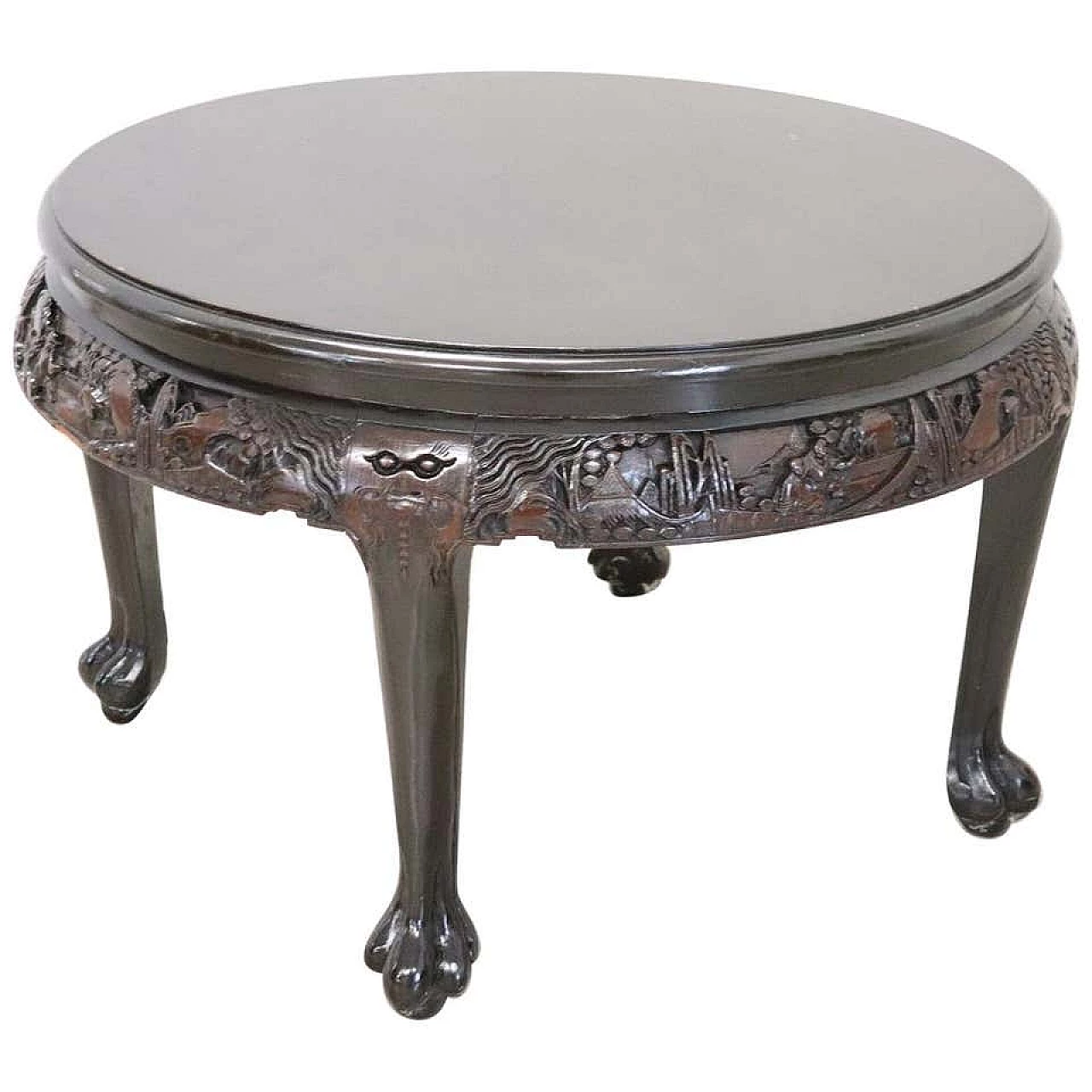 Round coffee table with oriental decoration, 20th century 1202648