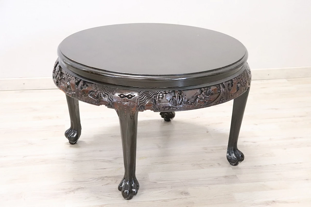 Round coffee table with oriental decoration, 20th century 1202649