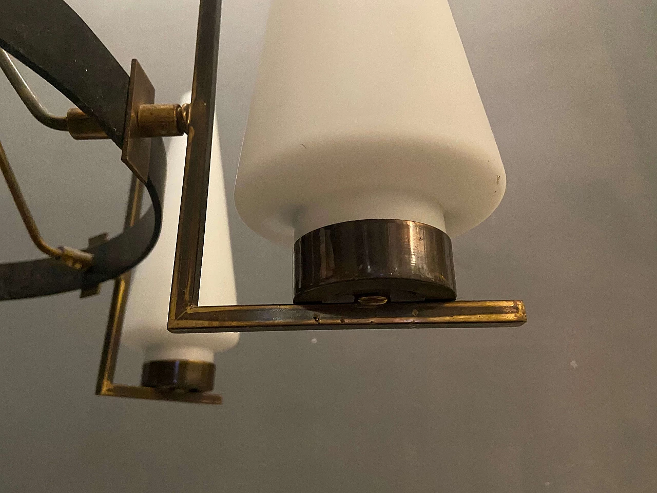 Brass and glass chandelier by Stilnovo, 1950s 1202657