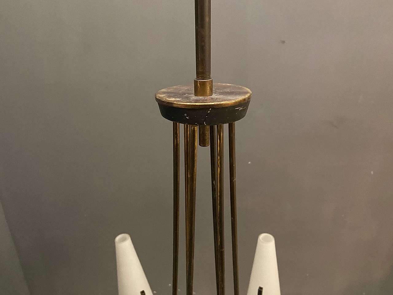 Brass and glass chandelier by Stilnovo, 1950s 1202661