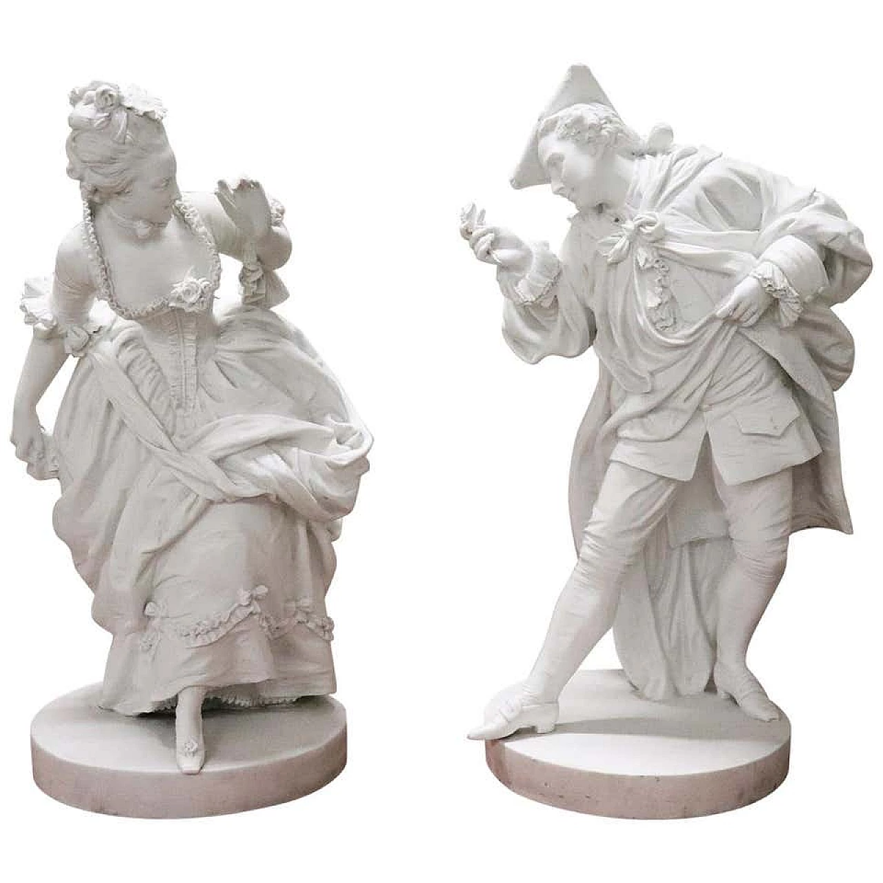 Coppia di grandi sculture in porcellana biscuit, prima metà sec. XX 1202694