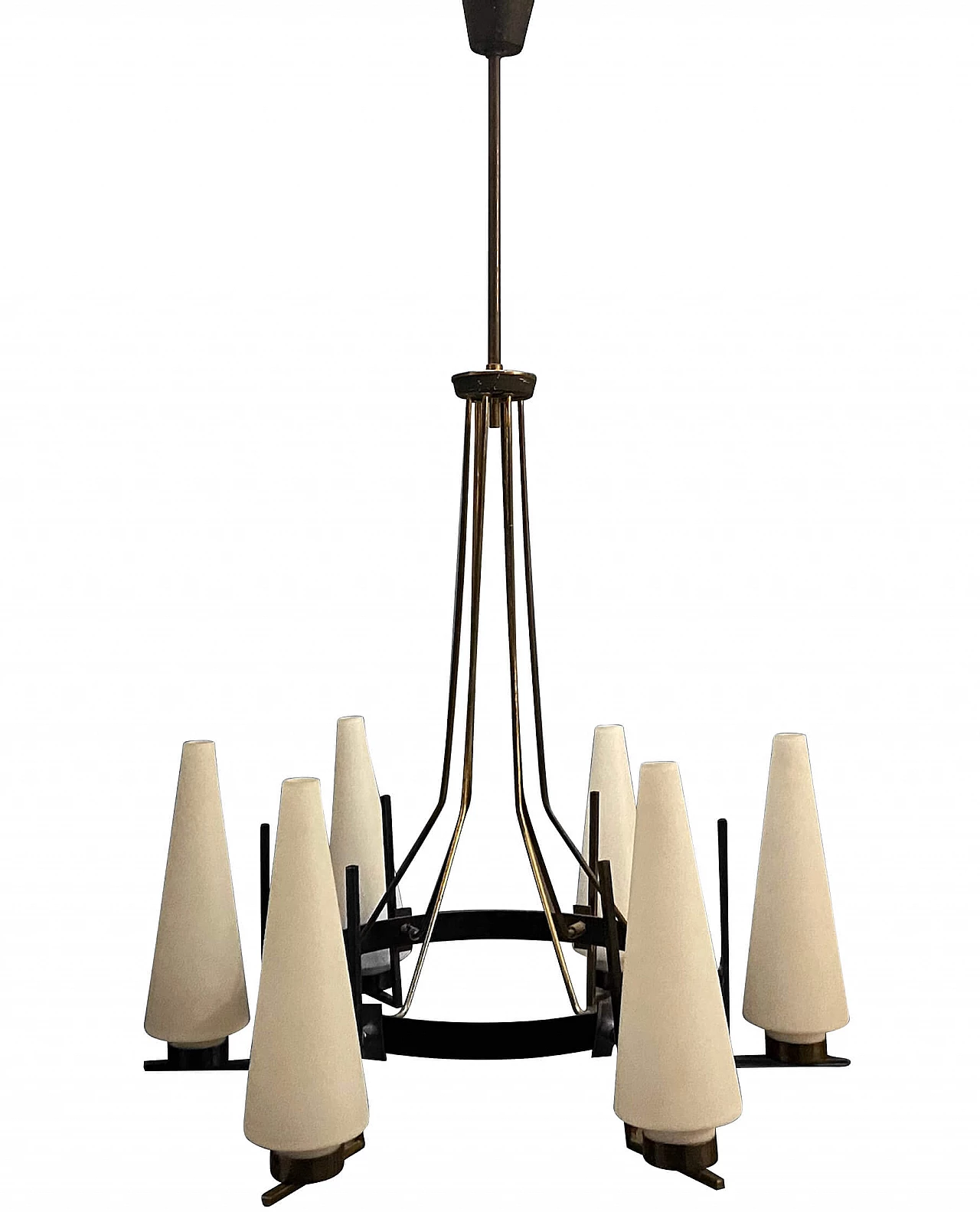 Brass and glass chandelier by Stilnovo, 1950s 1202712