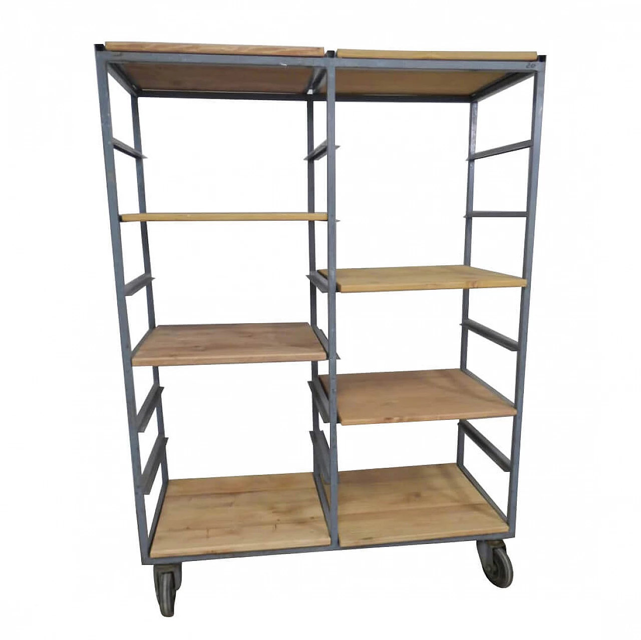 Pottery trolley with removable spruce tops and wheels, 70s 1202735