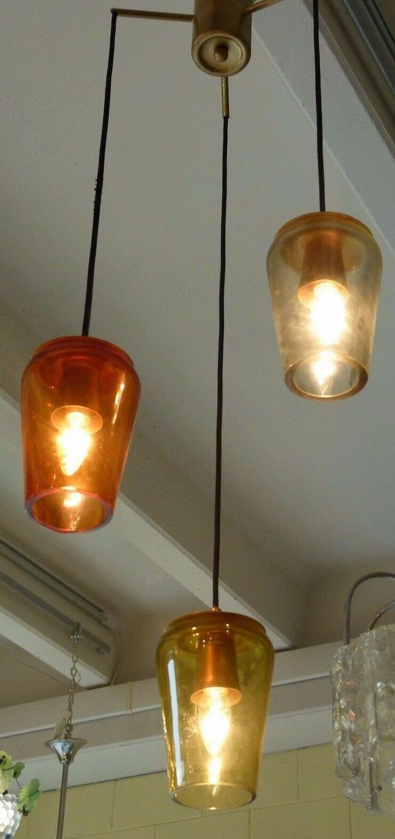 Lampadario in vetro di Murano di Flavio Poli per Seguso, anni '50 1202787