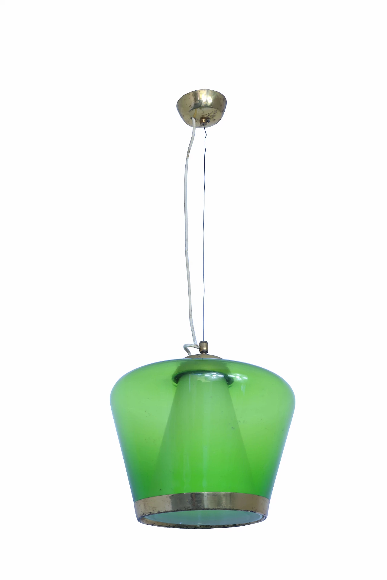 Lampadario in vetro verde, anni '50 1202868