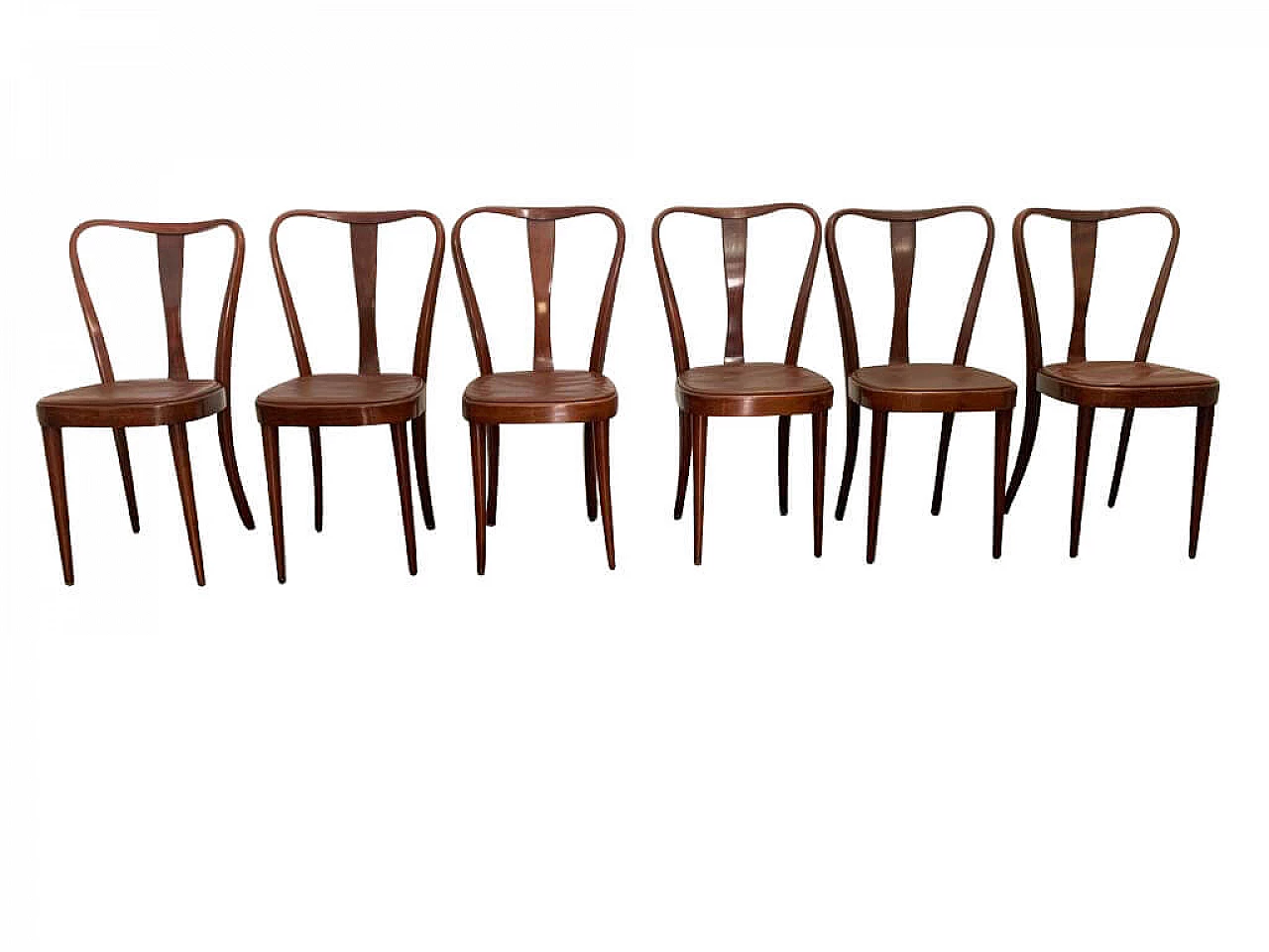 6 Dining chairs with leatherette seat by Pirelli Sapsa, 1950s 1202920