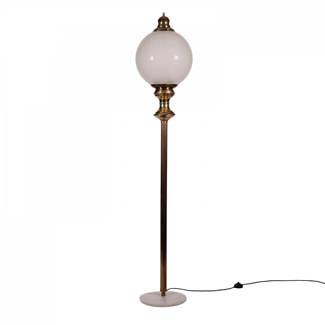 Floor lamp in marble, brass and glass, 60s 1203296